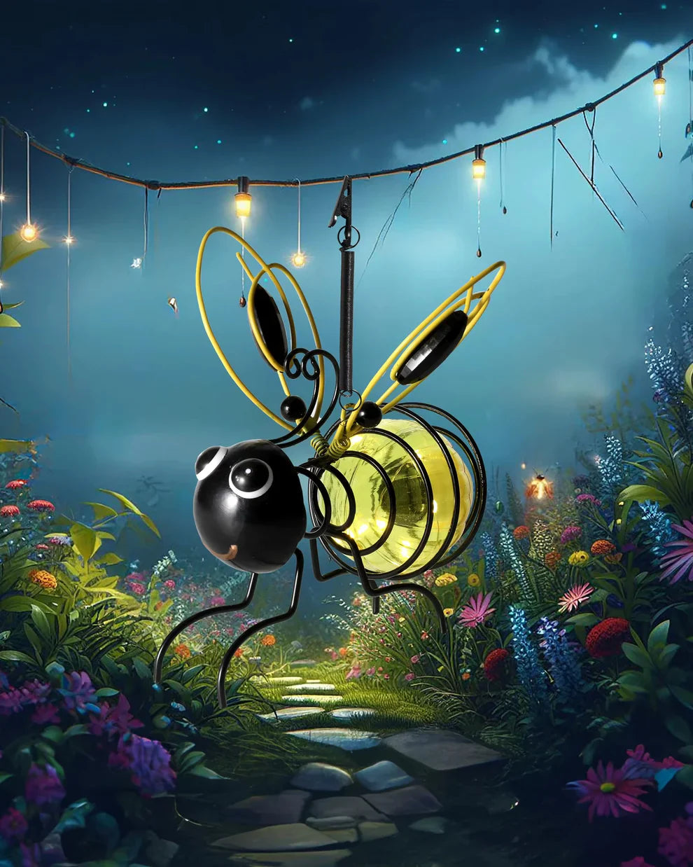 GlowLink™ Solar Bee Light – Outdoor Hanging Garden Lantern
