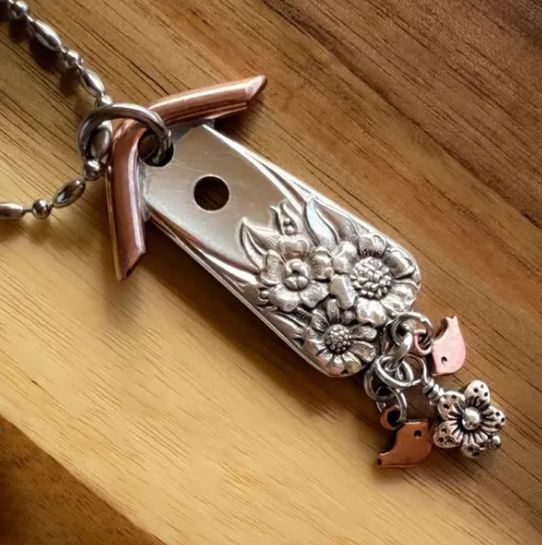 🐦Silverware Birdhouse Necklace · Made From Authentic Silver-Plated, Vintage Silverware✨