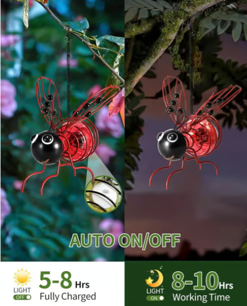 GlowLink™ Solar Bee Light – Outdoor Hanging Garden Lantern