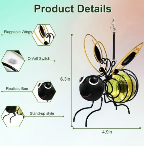 GlowLink™ Solar Bee Light – Outdoor Hanging Garden Lantern
