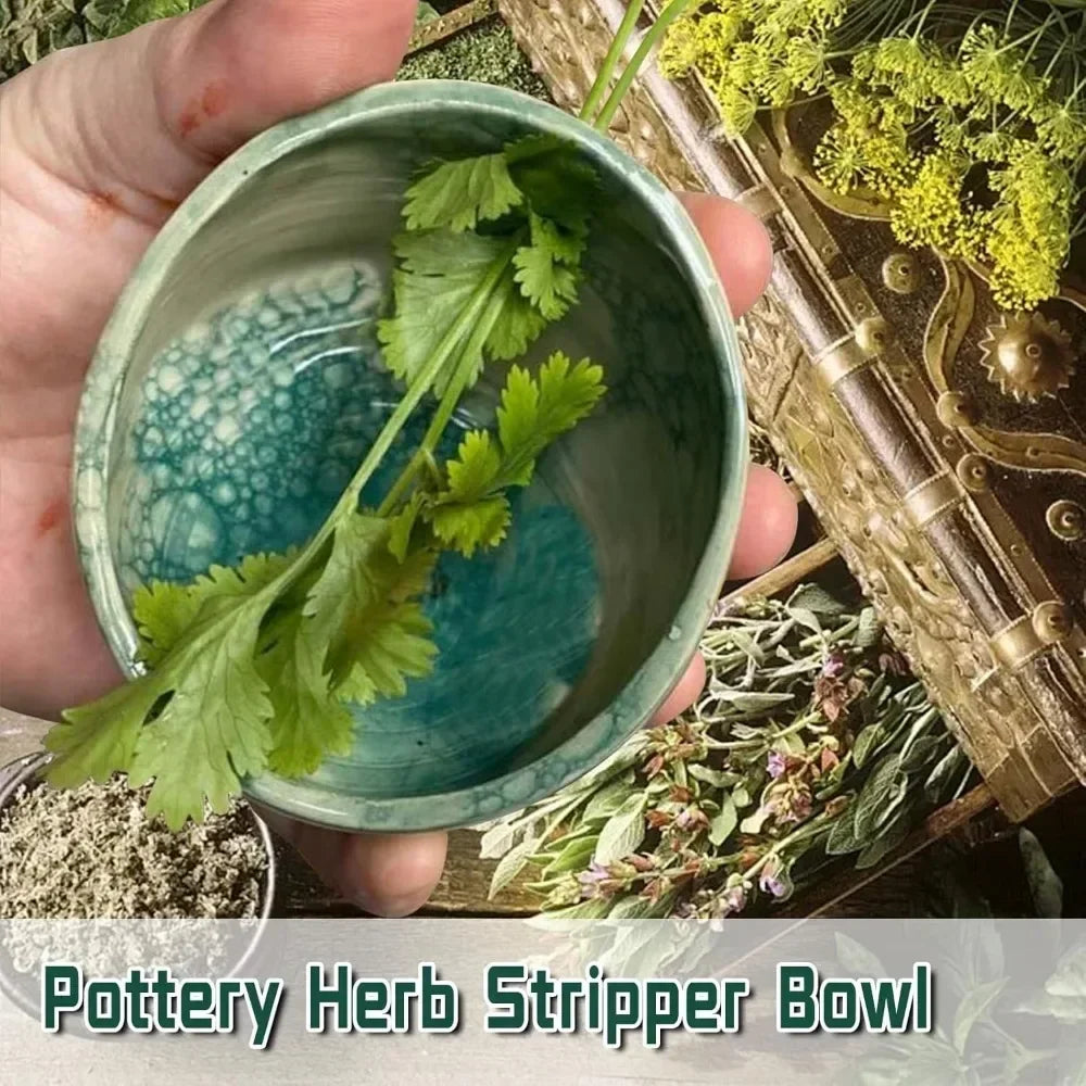 Handmade Ceramic Herb Stripper Bowl