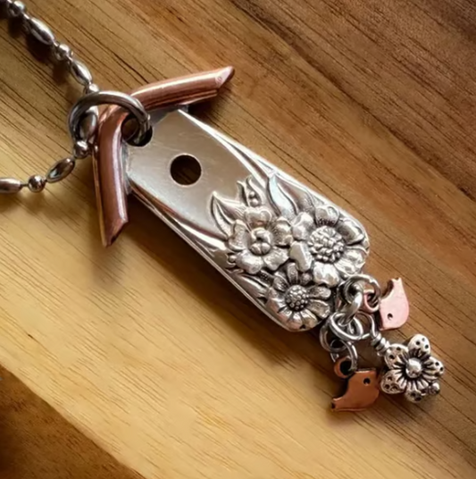 🐦Silverware Birdhouse Necklace · Made From Authentic Silver-Plated, Vintage Silverware✨