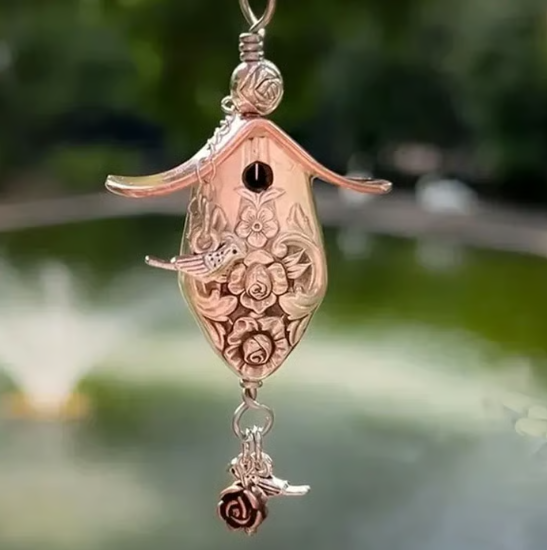 🐦Silverware Birdhouse Necklace · Made From Authentic Silver-Plated, Vintage Silverware✨