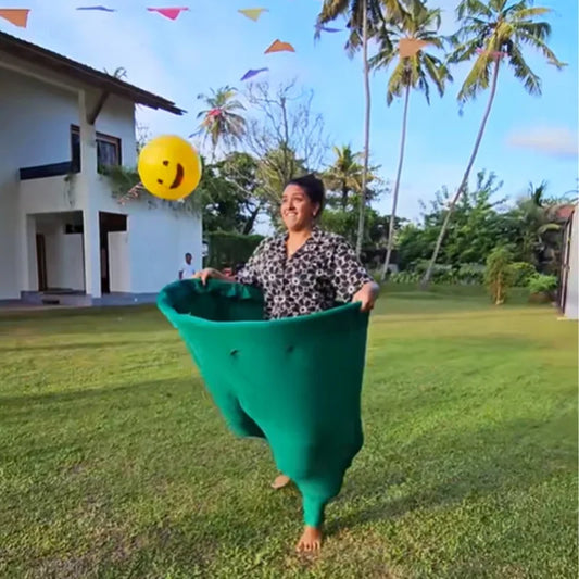 Granny Pants Fun Toss Game Silky stretch pant + colorful balls – fits adults & kids!
